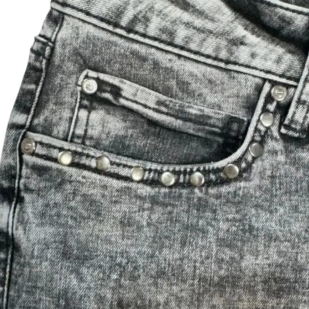 Rebecca Minkoff Retro Vibes Acid Wash‎ Cropped Studded Straight Jeans Plus Sz 18